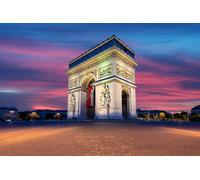 Puzzle pour adultes 1000 pièces Arc de Triomphe sur Champs-Élysées Paris France monuments célèbres coucher de soleil photo famille drôle difficile vacances cadeau