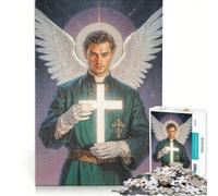 Puzzle pour Adultes 1000 pièces Archange Raphaël Tenant Une Croix Lumineuse, Jeu de réflexion, Difficile, idéal comme Cadeau pour Toute la Famille 50x75cm