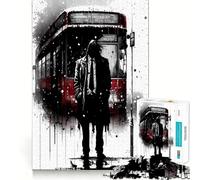 Puzzle pour Adultes 1000 pièces Arrêt de Bus pour apparitions,Jeu d'adresse créative,Divertissement,décoration de Noël (50x75cm)
