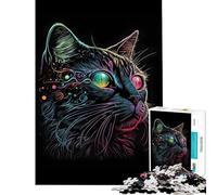 Puzzle pour Adultes 1000 pièces Art Abstrait rétro Chat Difficile et Stimulant Jouet Décoration Murale Difficile À partir de 14 Ans (38x52cm)