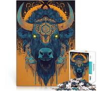 Puzzle pour Adultes 1000 pièces Art de la tête de Taureau Jouets Jeux éducatifs Soulagement du Stress Idées Cadeaux 52x38cm