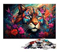 Puzzle pour Adultes 1000 pièces Art psychédélique coloré Fleur Lion Puzzle Chaque pièce est Unique - Jeu Familial Stimulant et Amusant 1000 pièces (75 x 50 cm)
