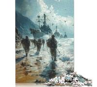 Puzzle pour Adultes 1000 pièces - Assaut de troupes sur Un Navire de Guerre - Jeu éducatif et Stimulant - 1000 pièces (75 x 50 cm)