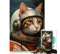 Puzzle pour Adultes 1000 pièces Astro Cat Clean Fit Decor Jeu de Stimulation mentale Cozy Time Play Cadeau d'anniversaire Artistique (38x26cm)