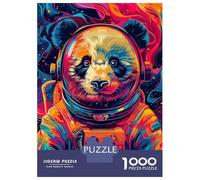 Puzzle pour Adultes 1000 Pièces Astronaut Panda Space Puzzle Adulte Jeu Manuel Découpe De Précision Idéal comme Cadeau 52x38cm/1000pcs
