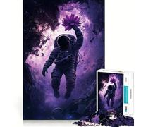 Puzzle pour Adultes 1000 pièces Astronaute avec Une Fleur Découpe précise Jeu de réflexion et de détente Cadeau Artistique de Noël (50x75cm)