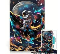 Puzzle pour Adultes 1000 pièces Astronaute chevauchant Un Dauphin Cosmique Décoration Clean Fit Jeu Stimulant Jeu de réflexion Moment de détente Décoration d'anniversaire Cadeau (38x52cm)
