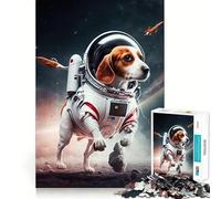 Puzzle pour Adultes 1000 pièces Astronaute Chien Bordure précise Jeu de réflexion Jeu Calme Cadeau d'anniversaire pour l'esprit (50x75cm)