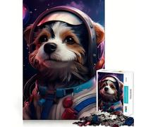 Puzzle pour Adultes 1000 pièces Astronaute Chien de l'espace Décoration Facile à Installer Défi Mental Jouet pour des Moments de détente Cadeau d'anniversaire Artistique (38x52cm)