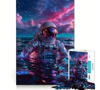 Puzzle pour Adultes 1000 pièces Astronaute dans la mer Cosmique Jeu à articulations Pointues Défi Mental Jouet Calme et Amusant Décoration de Noël pour la Maison (38x52cm)