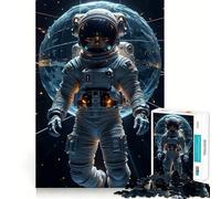 Puzzle pour Adultes 1000 pièces Astronaute dans l'espace avec la Terre Jeu de réflexion Artistique aux Bords précis Jeu Calme Cadeau d'anniversaire pour l'esprit (38x52cm)