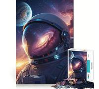 Puzzle pour Adultes 1000 pièces Astronaute dans l'espace avec reflet de Galaxie Découpe précise Jeu d'adresse et de réflexion Détente Cadeau Artistique de Noël (38x52cm)
