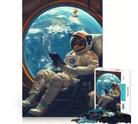 Puzzle pour Adultes 1000 pièces Astronaute dans l'espace Bords impeccables Jeu d'exercice cérébral Amusant Moment de détente Scène de Noël (38x52cm)