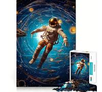 Puzzle pour Adultes 1000 pièces Astronaute dans l'espace Jeu de logique Amusant et Facile à Jouer Cadeau Artistique de Noël (38x26cm)