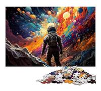 Puzzle pour Adultes 1000 pièces Astronaute dans l'univers coloré Puzzle pour Adultes Jeux de Famille en Bois Cadeaux d'anniversaire de Noël 1000 pièces (75 x 50 cm)