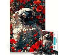 Puzzle pour Adultes 1000 pièces Astronaute dans Un Champ de Coquelicots Décoration Clean Fit Jeu de réflexion Temps de Jeu Confortable Cadeau d'anniversaire Artistique (50x75cm)