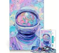 Puzzle pour Adultes 1000 pièces Astronaute dans Un Paysage onirique Pastel Découpe serrée Jeu de logique Amusant Détente Cadeau d'anniversaire pour l'esprit (38x52cm)