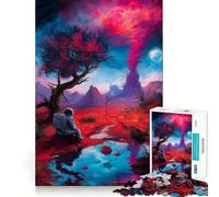 Puzzle pour Adultes 1000 pièces Astronaute dans Un Paysage surréaliste Assemblage Lisse Jeu cognitif Amusant Jouet Jeu Occasionnel Cadeau d'anniversaire pour l'esprit (50x75cm)