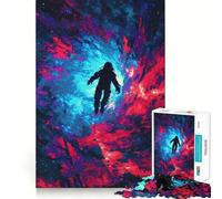 Puzzle pour Adultes 1000 pièces Astronaute dans Un Vortex Spatial coloré Jeu d'adresse et de réflexion Jeu Gratuit Scène de Noël (50x75cm)