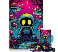 Puzzle pour Adultes 1000 pièces Astronaute dans Une forêt de Champignons psychédélique Découpe précise Jeu d'adresse et de détente Cadeau Artistique de Noël (50x75cm)