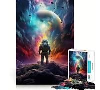 Puzzle pour Adultes 1000 pièces Astronaute dans Une tempête de nébuleuses Découpe précise Jeu Amusant et Relaxant Décoration Murale de Noël (38x52cm)