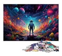 Puzzle pour Adultes 1000 pièces Astronaute Debout sur Une Galaxie colorée Puzzle pour Adultes Jeux de Famille en Bois Cadeaux d'anniversaire de Noël 1000 pièces (75 x 50 cm)