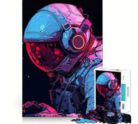 Puzzle pour Adultes 1000 pièces Astronaute en Combinaison Spatiale avec Casque Audio Décoration Clean Fit Jeu Stimulant Jeu de réflexion Moment de détente Décoration d'anniversaire Cadeau (38x26cm)