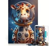 Puzzle pour Adultes 1000 pièces Astronaute Espace Girafe Décoration Facile à Assembler Jeu Stimulant pour des Moments de Détente Cadeau d'anniversaire (50x75cm)