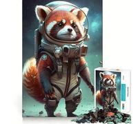 Puzzle pour Adultes 1000 pièces Astronaute Espace Panda Roux Découpe serrée Jeu de logique Amusant Détente Cadeau d'anniversaire pour l'esprit (38x52cm)
