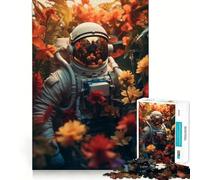 Puzzle pour Adultes 1000 pièces Astronaute Fleur Bordure Précise Jeu de réflexion Jeu Calme Cadeau d'anniversaire pour l'esprit (38x26cm)