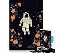 Puzzle pour Adultes 1000 pièces Astronaute Fleur Floral Jeu d'adresse et de réflexion Jeu Gratuit Scène de Noël Art (50x75cm)