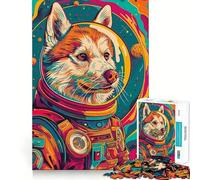 Puzzle pour Adultes 1000 pièces Astronaute Husky Espace Bords impeccables Jeu d'exercice cérébral Amusant et Chaleureux Scène de Noël (50x75cm)