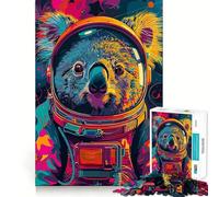 Puzzle pour Adultes 1000 pièces Astronaute Koala Espace Décoration Facile à Assembler Jeu Stimulant pour des Moments de Détente Cadeau d'anniversaire (38x26cm)