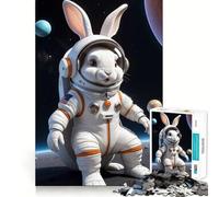Puzzle pour Adultes 1000 pièces Astronaute Lapin Aventure Jeu à articulations Pointues Défi Mental Jouet Calme et Amusant Décoration de Noël pour la Maison (50x75cm)