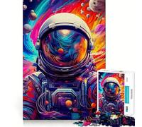 Puzzle pour Adultes 1000 pièces Astronaute l'espace est Sauvage Décoration Facile à Nettoyer Jeu Stimulant pour Les Oreilles Temps de Jeu Confortable Décoration d'anniversaire Cadeau (38x52cm)
