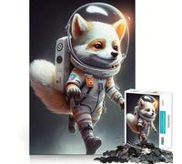 Puzzle pour Adultes 1000 pièces Astronaute Loup de l'espace Décoration Clean Fit Jeu de Stimulation mentale Temps de Jeu Confortable Cadeau d'anniversaire Artistique (38x52cm)