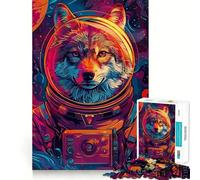 Puzzle pour Adultes 1000 pièces Astronaute Loup de l'espace Jeu d'adresse et de réflexion Jeu Gratuit Scène de Noël (38x26cm)