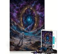 Puzzle pour Adultes 1000 pièces Astronaute Observant Les étoiles sur Une planète Extraterrestre Décoration Clean Fit Jeu Stimulant Jeu de réflexion Moment de détente Décoration d'anniversaire Cadeau