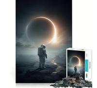 Puzzle pour Adultes 1000 pièces Astronaute Observant Une éclipse Solaire Découpe Parfaite Jouet Amusant et Stimulant pour l'esprit Jeu paisible Cadeau d'anniversaire Amusant (50x75cm)