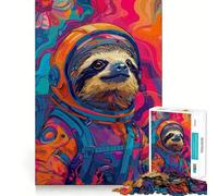 Puzzle pour Adultes 1000 pièces Astronaute Paresseux Espace Bords impeccables Jeu d'exercice cérébral Amusant et Chaleureux Scène de Noël (50x75cm)