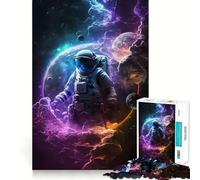 Puzzle pour Adultes 1000 pièces Astronaute Perdu dans l'espace Découpe précise Jeu Amusant et Relaxant Décoration Murale de Noël (38x52cm)