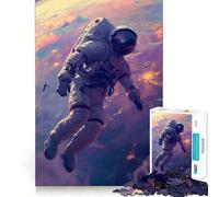 Puzzle pour Adultes 1000 pièces Astronaute Perdu dans l'espace Jeu d'articulation Pointue Défi Mental Jouet Calme et Amusant Décoration de Noël (50x75cm)