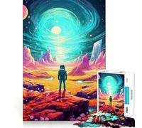 Puzzle pour Adultes 1000 pièces Astronaute Perdu sur Une planète Extraterrestre Jeu de Concentration et de détente Décoration Murale de Noël (38x26cm)