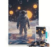 Puzzle pour Adultes 1000 pièces Astronaute Planète Aqua Bords impeccables Jeu d'exercice cérébral Amusant et Chaleureux Scène de Noël (38x52cm)