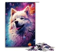 Puzzle pour Adultes 1000 pièces Astronaute Samoyède par éclaboussures Beaucoup de Puzzle épais et coloré Chaque pièce est Unique Jeu Familial Stimulant et Amusant 75x50cm