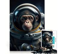 Puzzle pour Adultes 1000 pièces Astronaute Singe de l'espace Découpe Parfaite Jouet Amusant et Stimulant pour l'esprit Jeu paisible Cadeau d'anniversaire Amusant (38x26cm)