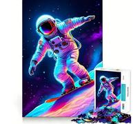 Puzzle pour Adultes 1000 pièces Astronaute Snowboard Assemblage Parfait Art Logique Jeu d'adresse Jeu Lent Calme Cadeau de Noël apaisant (50x75cm)