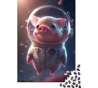 Puzzle pour Adultes 1000 pièces Astronaute Space Pig Puzzle pour Adultes Puzzles en Bois Activités Amusantes à la Maison, Cadeaux d'anniversaire, Cadeaux de Voyage 1000 pièces (75 x 50 cm)