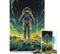 Puzzle pour Adultes 1000 pièces Astronaute sur la Lune avec fusée de Lancement Jeu à articulations Pointues Défi Mental Jouet Calme et Amusant Décoration de Noël pour la Maison (50x75cm)