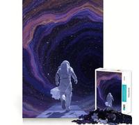Puzzle pour Adultes 1000 pièces Astronaute traversant Un Portail Spatial Découpe précise Art Détente et Stimulation Cognitive Jeu Relaxant Cadeau Artistique de Noël (50x75cm)